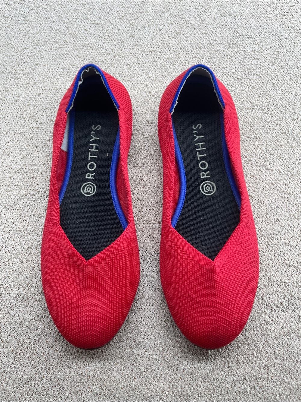 Rothy’s The Flat Hot Pink Blue Round Toe Magenta Ballet Flats Retired -Sz 10.5